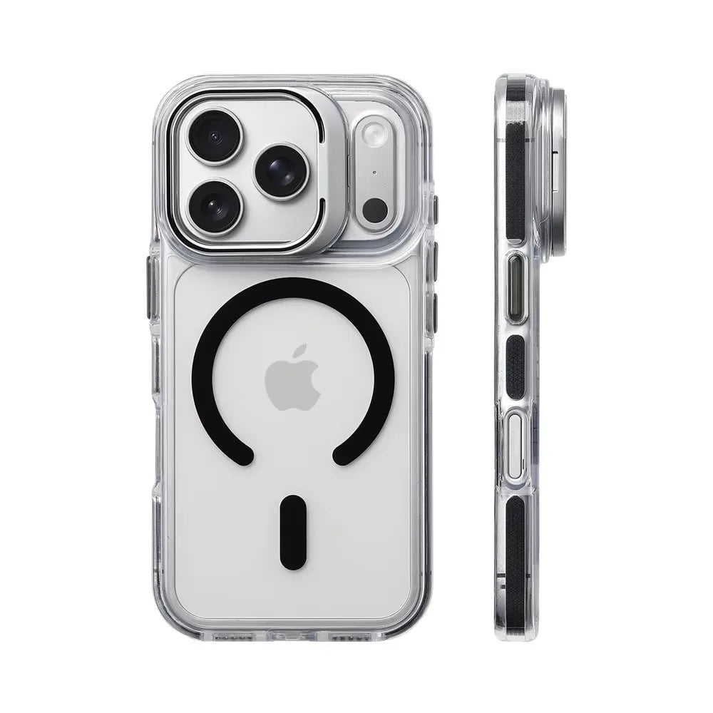 Clear Magnetic Bumper iPhone Case – MagSafe Compatible, Shockproof, Lens Protection & Stand for iPhone 12 to 17 Series