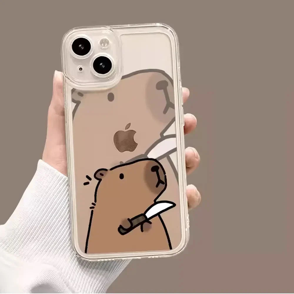 Cute Capybara Phone Case for iPhone – Shockproof, Slim Fit, Adorable Cartoon Design for iPhone 7 to 17 Series
