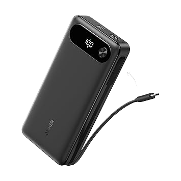 Anker 20000mAh 87W power bank with built-in USB-C cable fast charging portable