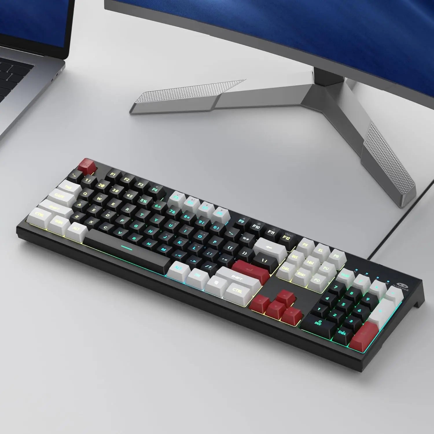 MageGee K2 RGB wired gaming keyboard 104 keys waterproof ergonomic backlit PC laptop - view 2