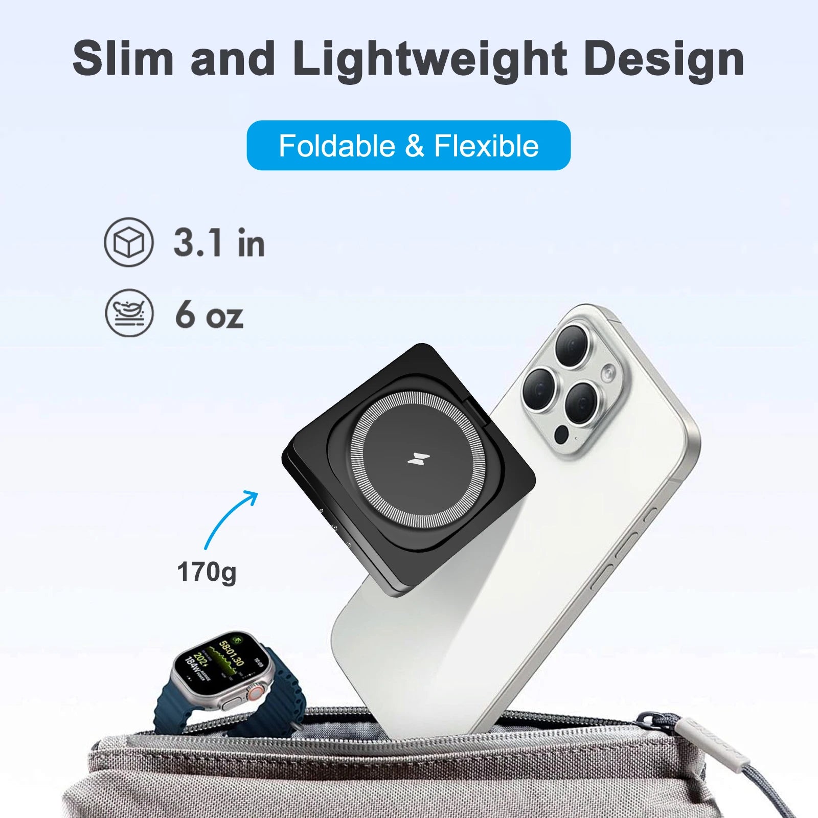 3-in-1 foldable MagSafe wireless charging station for iPhone Apple Watch and AirPods - view 2