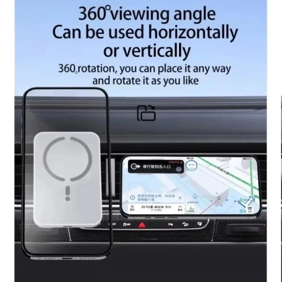 Magnetic Wireless Car Charger Mount – 15W MagSafe Fast Charging, 360° Air Vent Holder for iPhone 12 to 17 Series