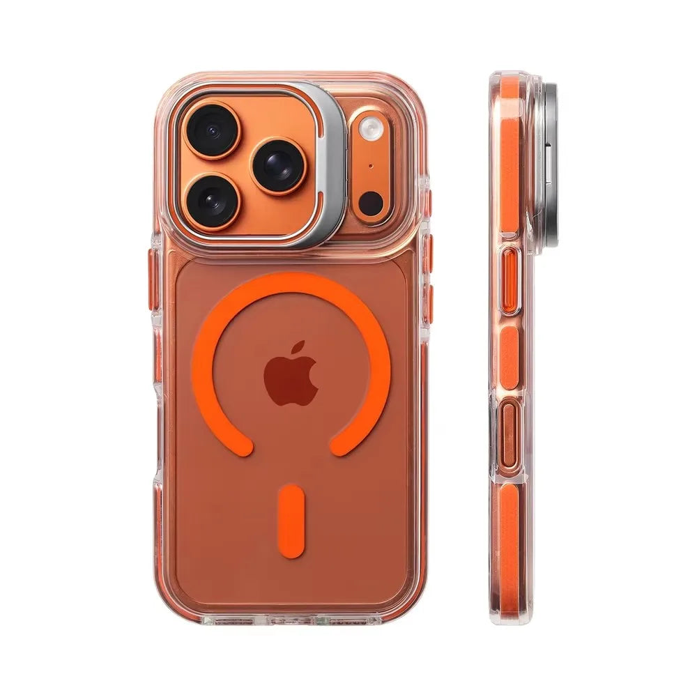 Clear Magnetic Bumper iPhone Case – MagSafe Compatible, Shockproof, Lens Protection & Stand for iPhone 12 to 17 Series