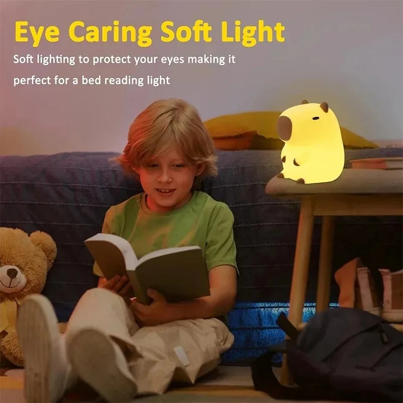 Cute Capybara Night Light – LED Bedside Lamp, Battery-Powered, Room Decor & Gift