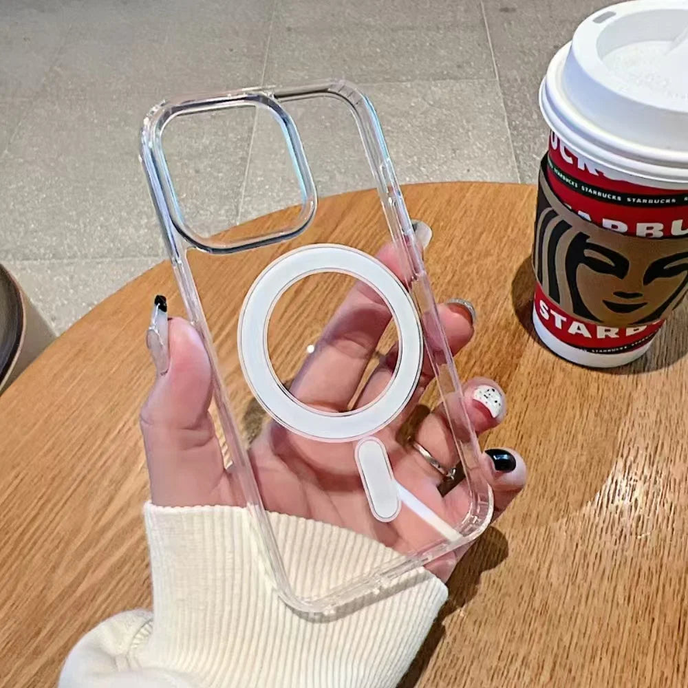 Clear MagSafe iPhone Case – Magnetic Wireless Charging, Shockproof, Anti-Scratch for iPhone 11 to 17 Series