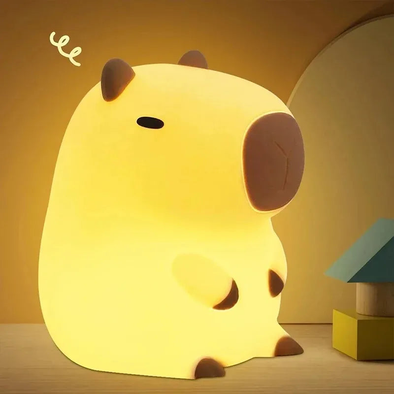 Cute Capybara Night Light – LED Bedside Lamp, Battery-Powered, Room Decor & Gift