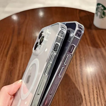Clear transparent slim MagSafe iPhone case with magnetic wireless charging ring - view 3