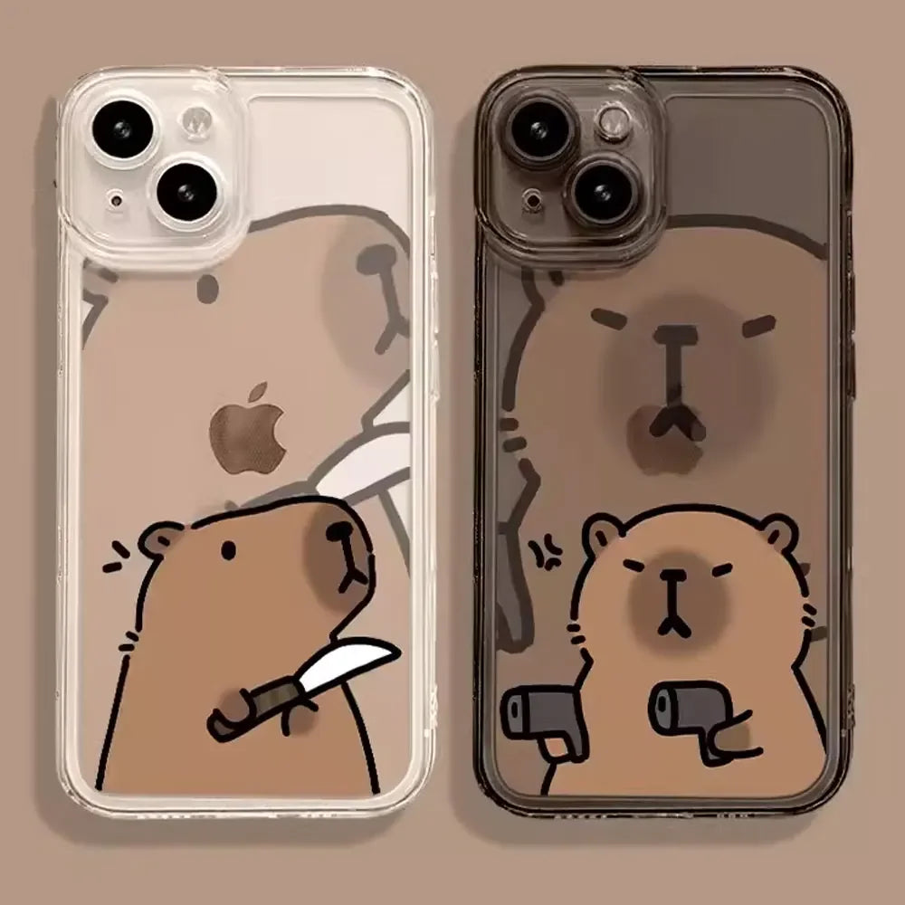 Cute cartoon capybara shockproof iPhone case slim lightweight cover