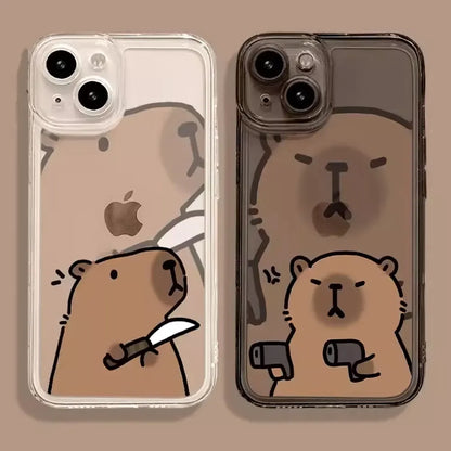 Cute cartoon capybara shockproof iPhone case slim lightweight cover