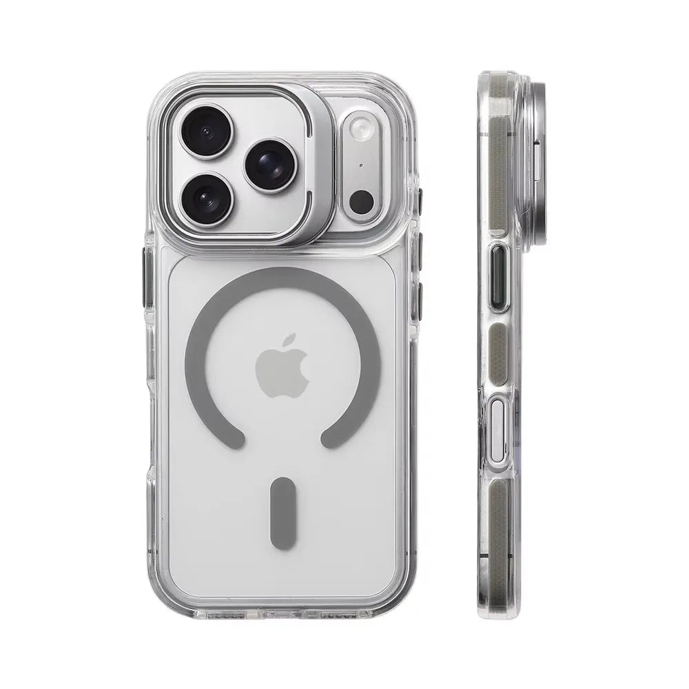 Clear Magnetic Bumper iPhone Case – MagSafe Compatible, Shockproof, Lens Protection & Stand for iPhone 12 to 17 Series