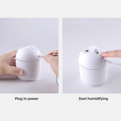 Mini USB Humidifier & Aroma Diffuser – LED Color Light, Ultrasonic Mist, Whisper-Quiet