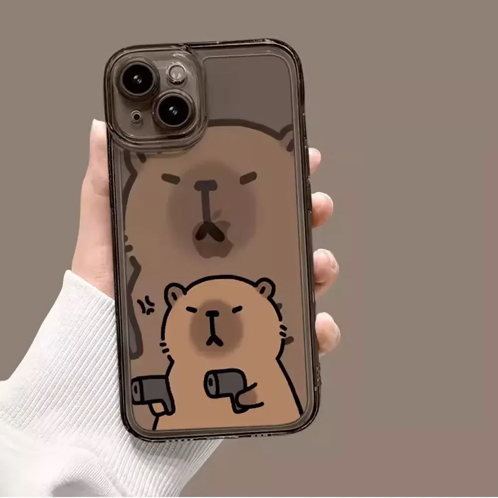 Cute cartoon capybara shockproof iPhone case slim lightweight cover - view 2