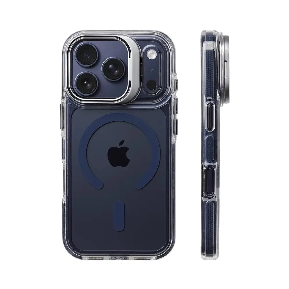 Clear Magnetic Bumper iPhone Case – MagSafe Compatible, Shockproof, Lens Protection & Stand for iPhone 12 to 17 Series