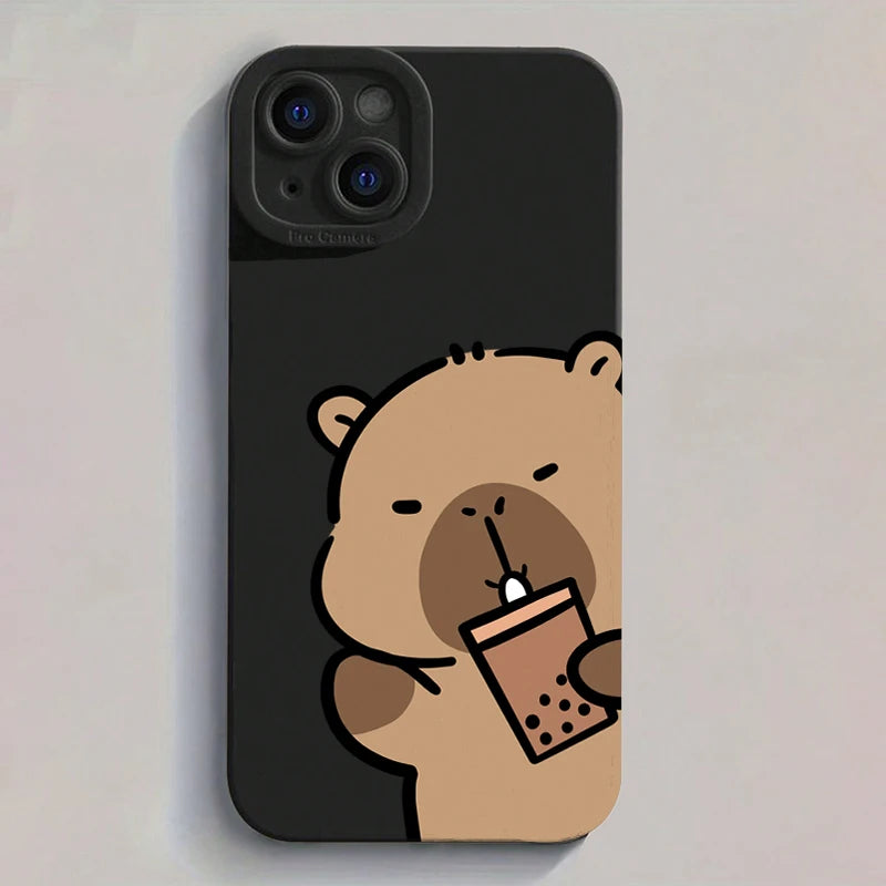 Cute Capybara Frosted iPhone Case – Shockproof Matte TPU Cover for iPhone 7 to 17 Series