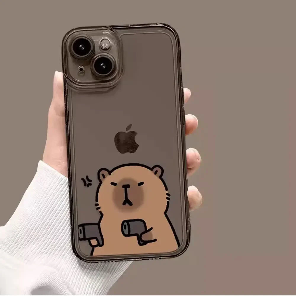 Cute Capybara Phone Case for iPhone – Shockproof, Slim Fit, Adorable Cartoon Design for iPhone 7 to 17 Series