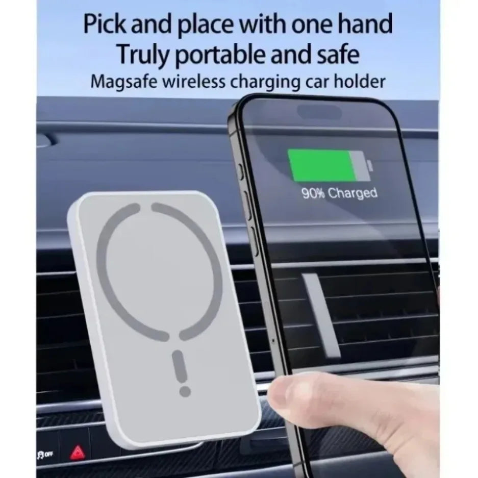 Magnetic Wireless Car Charger Mount – 15W MagSafe Fast Charging, 360° Air Vent Holder for iPhone 12 to 17 Series