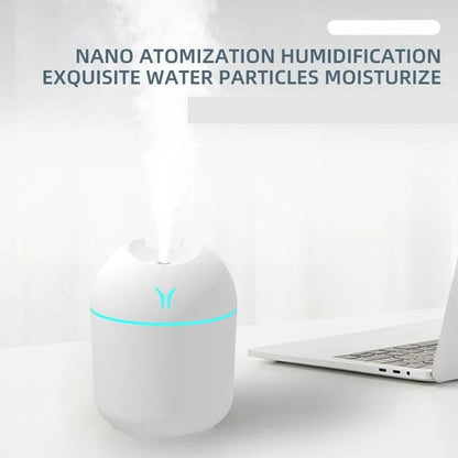 Mini USB Humidifier & Aroma Diffuser – LED Color Light, Ultrasonic Mist, Whisper-Quiet