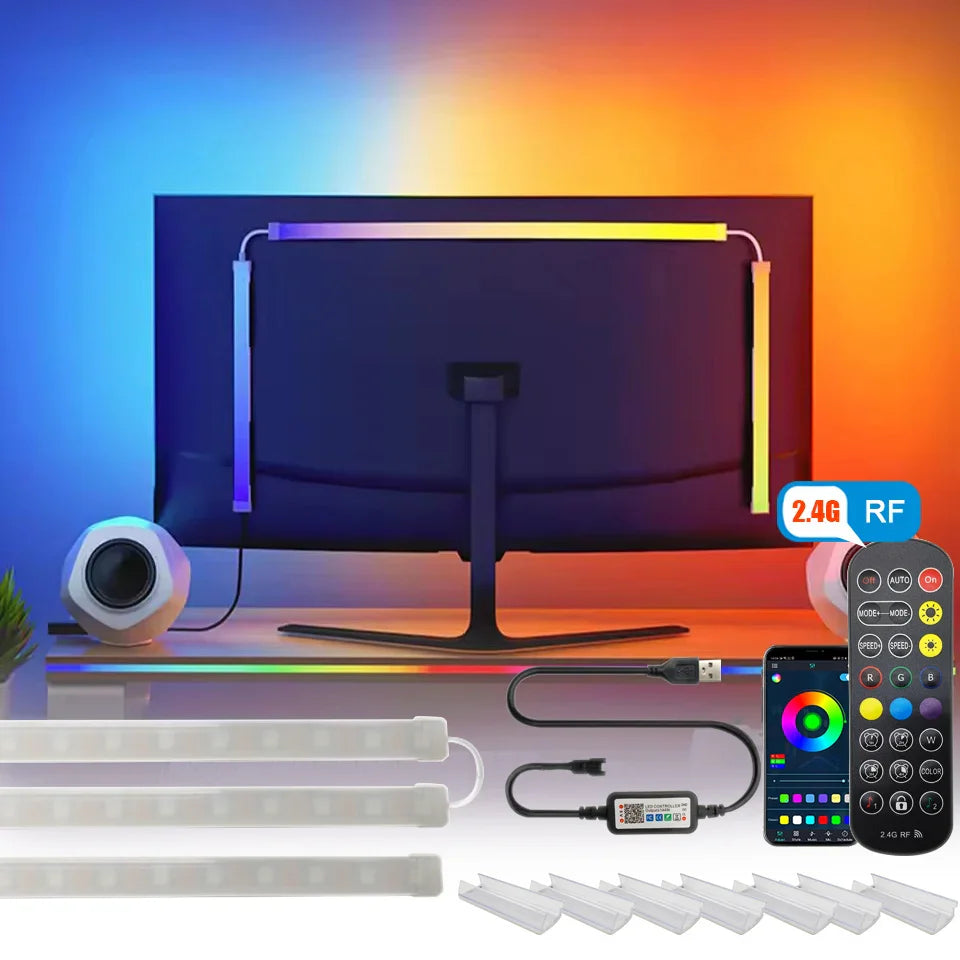 RGBIC LED strip lights PC monitor app controlled music sync 24-34 inch gaming room - view 3