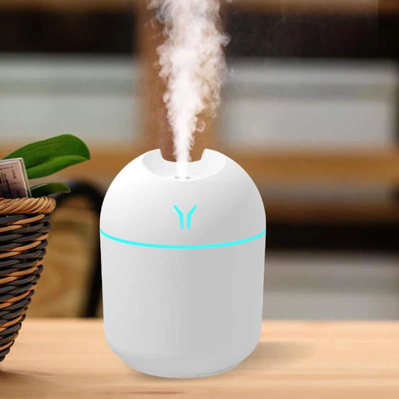 Mini USB Humidifier & Aroma Diffuser – LED Color Light, Ultrasonic Mist, Whisper-Quiet