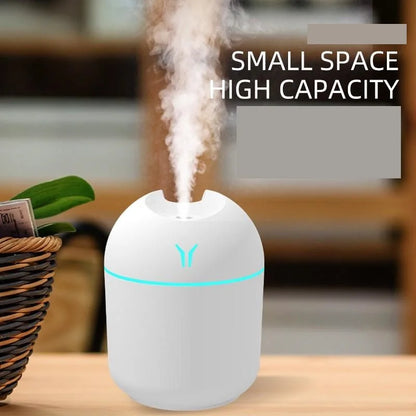 Mini USB Humidifier & Aroma Diffuser – LED Color Light, Ultrasonic Mist, Whisper-Quiet