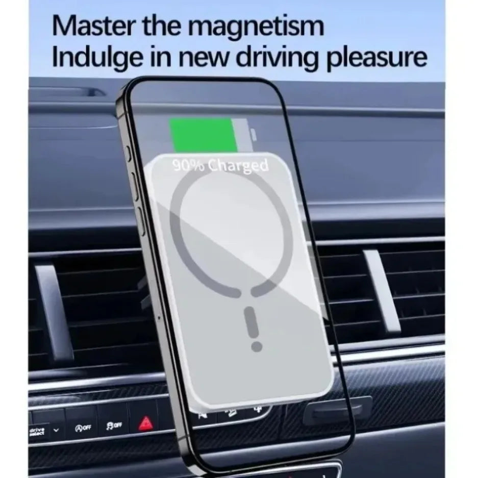 Magnetic Wireless Car Charger Mount – 15W MagSafe Fast Charging, 360° Air Vent Holder for iPhone 12 to 17 Series