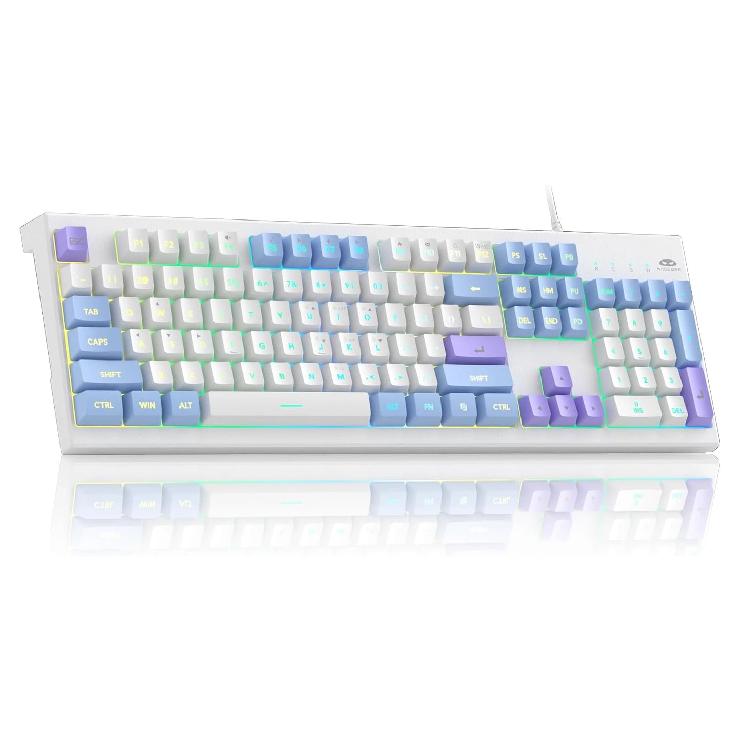 MageGee K2 RGB Wired Keyboard – 104 Keys, Ergonomic, Waterproof, Plug & Play for PC & Laptop
