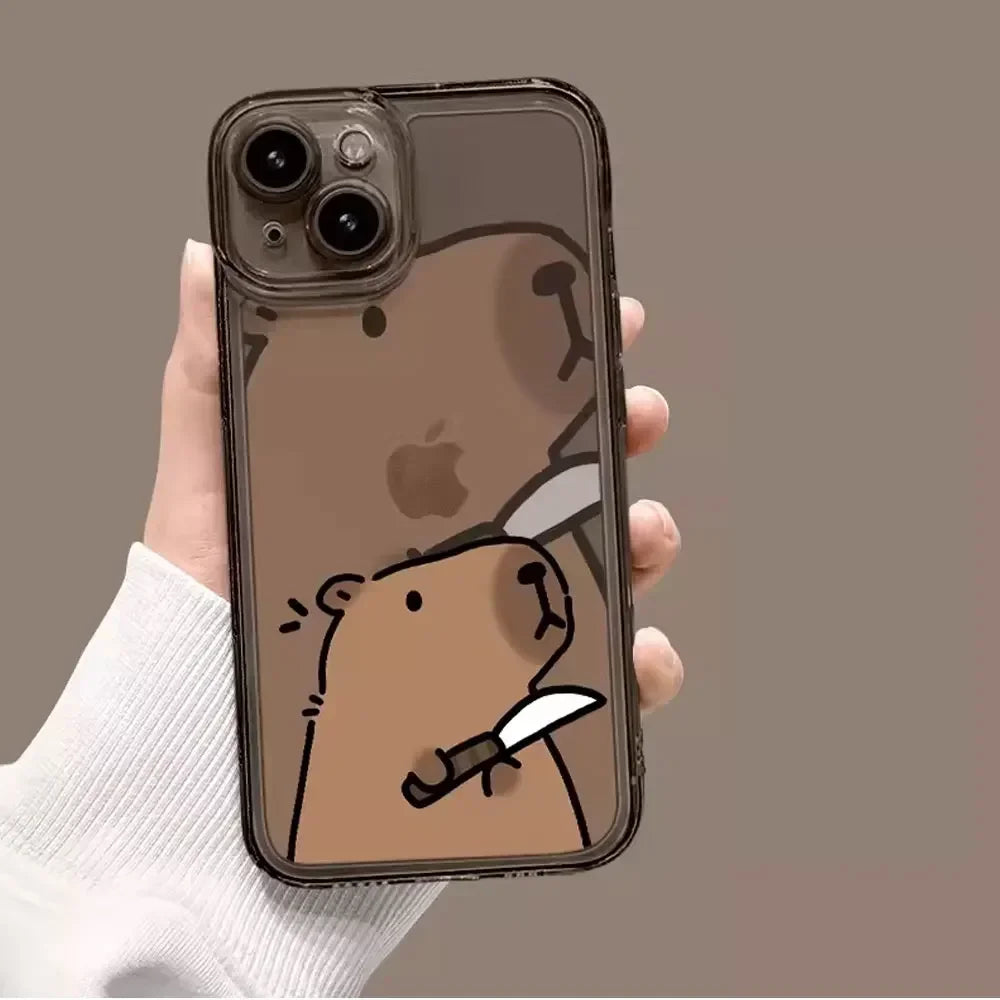 Cute Capybara Phone Case for iPhone – Shockproof, Slim Fit, Adorable Cartoon Design for iPhone 7 to 17 Series