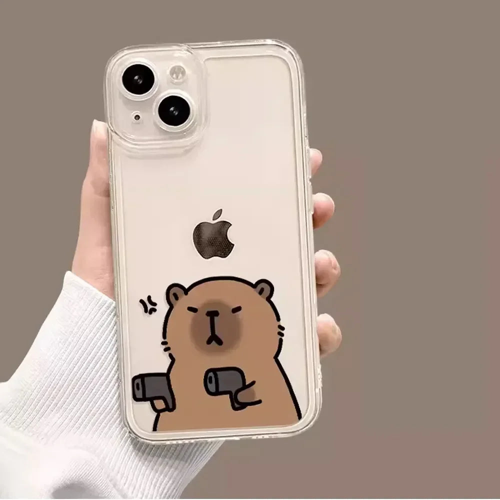 Cute cartoon capybara shockproof iPhone case slim lightweight cover - view 3