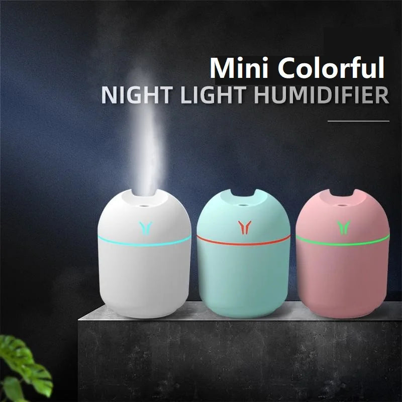 Mini USB Humidifier & Aroma Diffuser – LED Color Light, Ultrasonic Mist, Whisper-Quiet