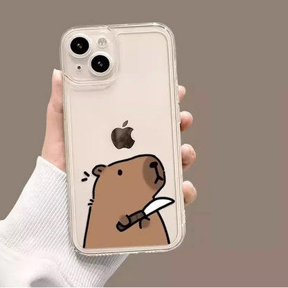 Cute Capybara Phone Case for iPhone – Shockproof, Slim Fit, Adorable Cartoon Design for iPhone 7 to 17 Series